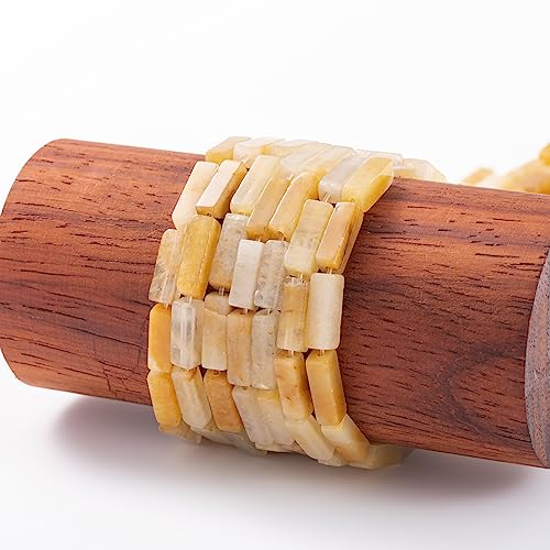 Natural Yellow Jade Rectangle Tube Beads 4x13mm 38cm (28 Count)