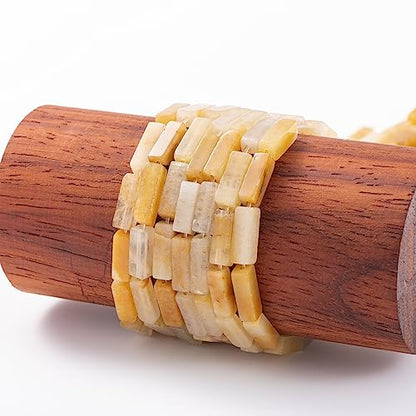 Natural Yellow Jade Rectangle Tube Beads 4x13mm 38cm (28 Count)