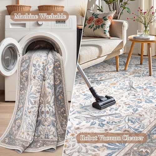Boho Floral Washable Kitchen Runner Rugs