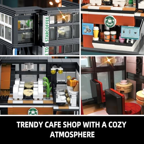 City Coffee House Architecture Building Set with Light (581 Count)