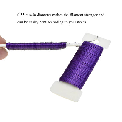 HAHIYO 26Gauge Purple Metal Floral Wire - 1 Roll, 38 Yards (115 Feet) - Flexible Paddle Wire for Craft, Christmas Wreath, Flower Arrangement, Bouquet Wrapping, Wedding, DIY