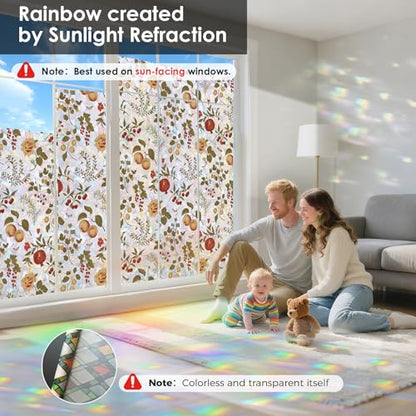 Rainbow 3D Window Stained Glass Privacy Film Decorative
