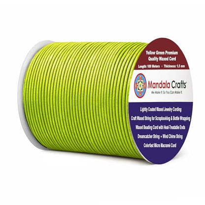 1.5mm Yellow Green Waxed Cord