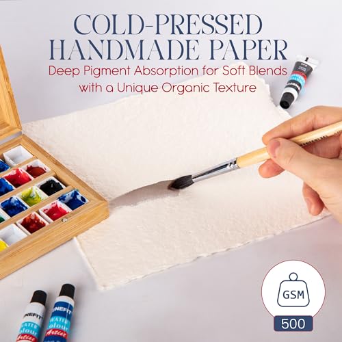 Thick Handmade Watercolor Paper with Deckled Edge A5 (15 .)