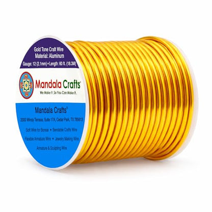 12 Gauge Gold Tone Anodized Aluminum Craft Wire (60 Foot)