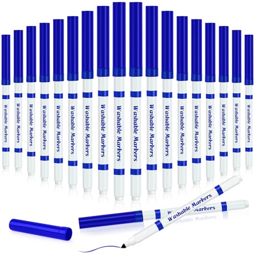 18 Pcs Line Washable Markers Blue Fine Tip Markers for Kid (18 Count)
