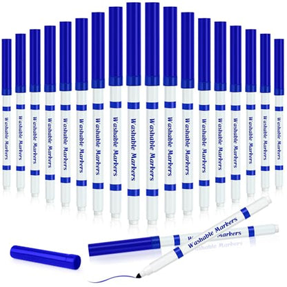 18 Pcs Line Washable Markers Blue Fine Tip Markers for Kid (18 Count)