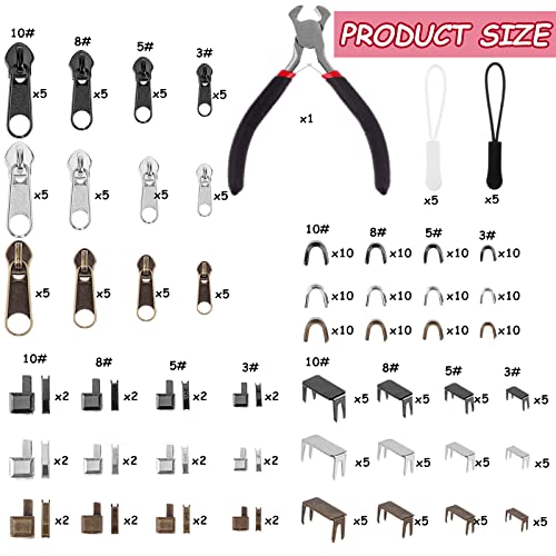 275 Pcs Zipper Repair Kit Replacement Zipper Pull Replacement Slider Set (275 Count)