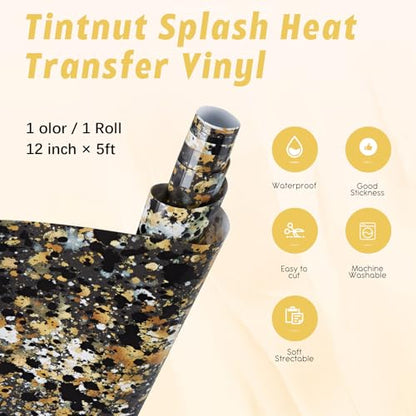 Black Gold Splash Heat Transfer Vinyl Roll