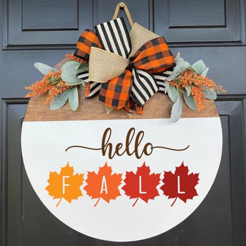 Fall Stencils Hello Fall Doormat Stencils for Painting on Wood Door Mats Fabrics Porch Hanger (10 Count)