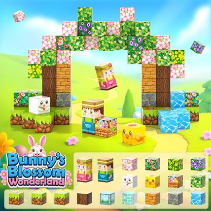 108PCS Magnetic Blocks Bunny Garden Magnet Building Toys for Kids Age 3+ (108 Count)