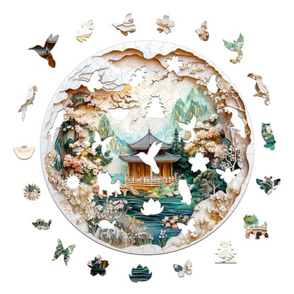 Wooden Puzzles Adults Chinese Landscape Jigsaw 17.3 * 17.3in (450 Count)