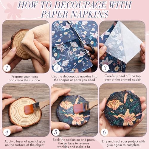 20 Pack Decoupage Napkins Floral Cocktail Decorative Paper Napkins (20 Count)