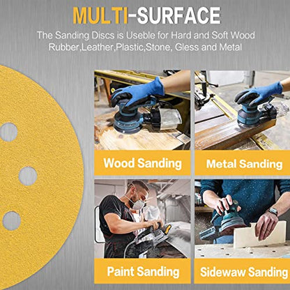 100PCS 5 Inch Sanding Discs 150 Grit Random Orbit Sander Sandpaper (100 Count)