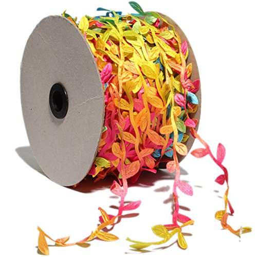 Colorful Rainbow Leaves Leaf Ribbon Trim Rope (60 Foot)