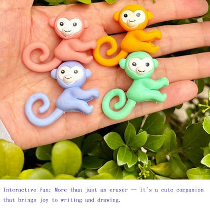 50PCS Cute Fun Monkey Top Erasers for Kids Bulk (50 Count)