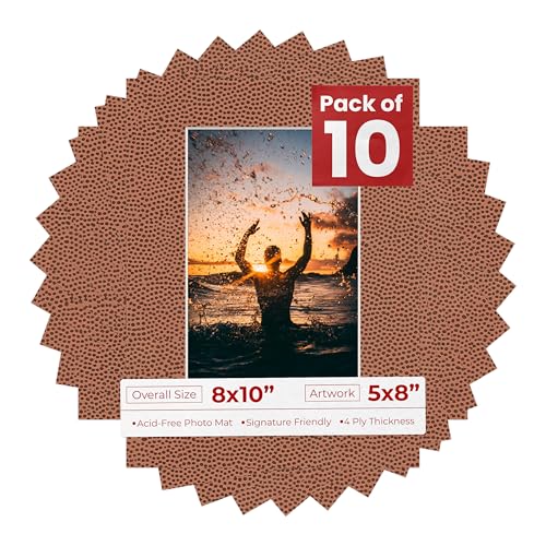Pack of TEN 8x10 Mats Bevel Cut for 5x8 Photos (10 Count)