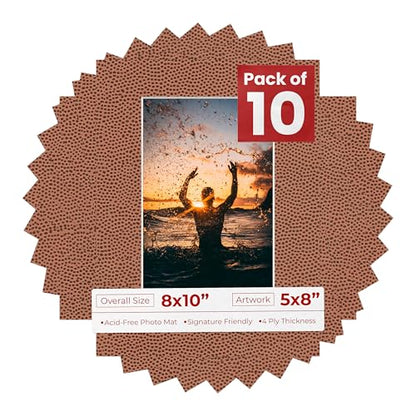 Pack of TEN 8x10 Mats Bevel Cut for 5x8 Photos (10 Count)