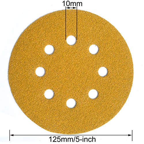 5-Inch 8-Hole Hook and Loop Sanding Discs 80-Grit, 50-Pack (50 Count)