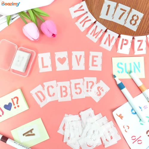 1 Inch 42 Pcs Reusable Letter Number Symbol Stencils (42 Count)