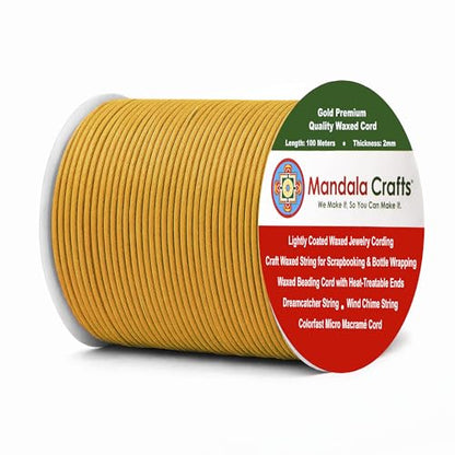 2mm Gold Waxed Cord