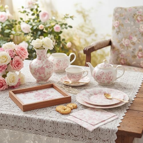 36 Pack 6 Style Pink Decoupage Chinoiserie Napkins (36 Count)