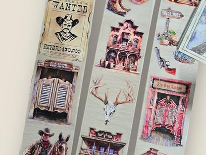 Wild West Transparent Vintage Washi Tape 5x5 cm x 100 cm