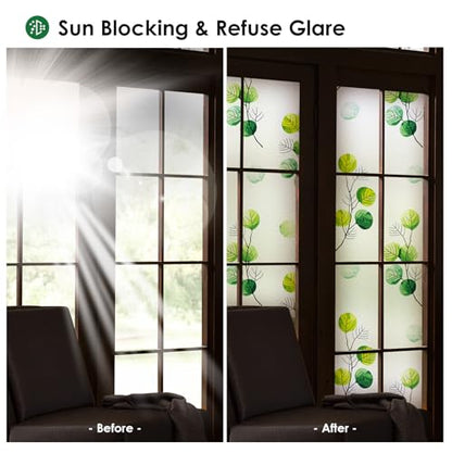 Eucalyptus Leaves Stained Glass Window Film 35.4'' x 78.7''