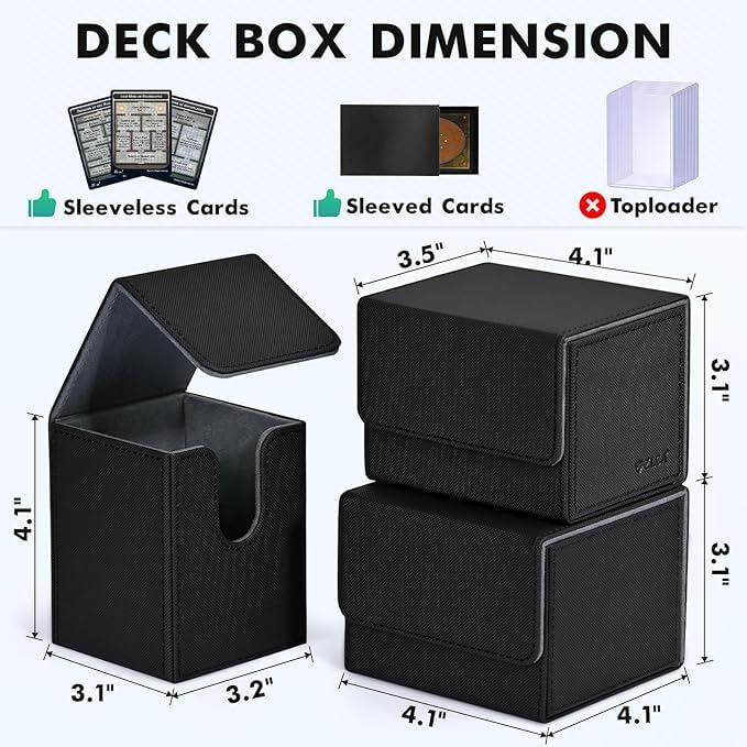 ZLCA Card Deck Box for Trading Cards, MTG YuGiOh Deck Case Holds 100+ Single Sleeved Cards, PU Leather Magnetic Card Storage Box Fits for TCG CCG (White& Purple)