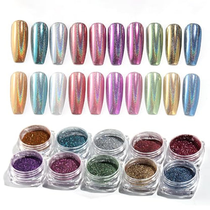 10 Colors Holographic Nail Powder