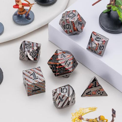 Decorative Inlay Metal Dice Set 7pcs (7 Count)