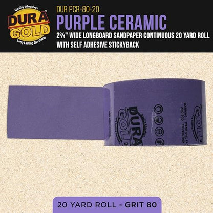 Premium 80 Grit PSA Purple Film Ceramic Longboard Sandpaper (60 Foot)