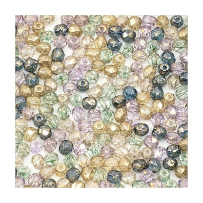 0.9 oz (25g) Mix of 280pcs 4mm Round Faceted Fire Polished Czech Glass Beads, Golden Shades (300 Count)
