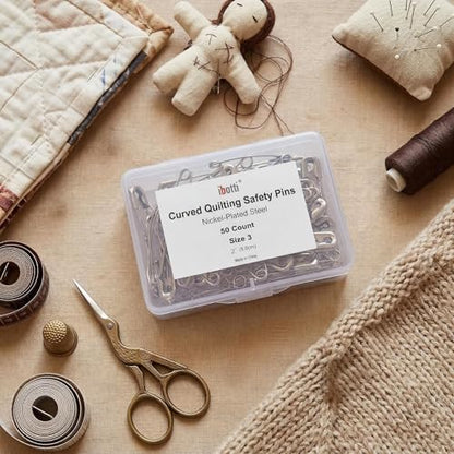 Curved Safety Pins for Quilting (50 Count)