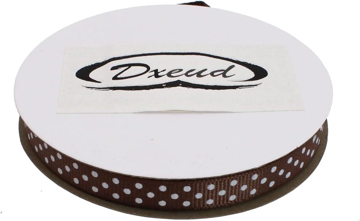 Polka Dot Grosgrain Ribbon 25 Yard Each Roll 100% Polyester (3/8", Coffee) - Crafty Corner