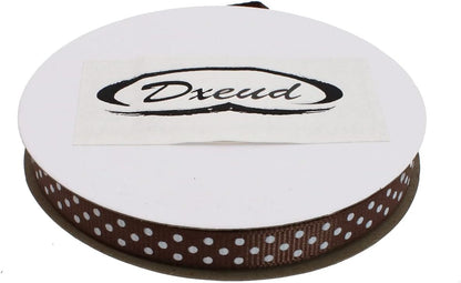 Polka Dot Grosgrain Ribbon 25 Yard Each Roll 100% Polyester (3/8", Coffee) - Crafty Corner