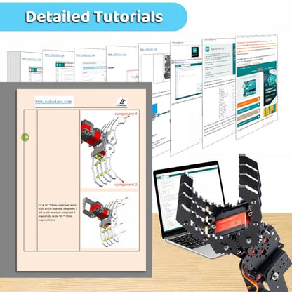 6 Axis Metal Robot Arm Kit with Joystick Control for Arduino Programming DIY Robotics Arm for STEM Learning
