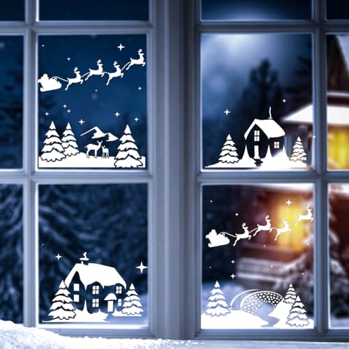 Christmas Window Stencils for Glass 58.5" Window Snow Spray Stencils (6 Count)