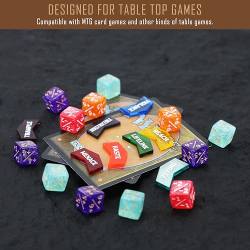 108PCS MTG Keyword Counters Tokens & 12mm MTG Life Counter Dice Set for Magic Card with Box