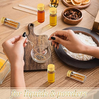 200 Pcs Small Clear Vials Spice Mini Jars with Lids Mini Glass Bottles with Screw Aluminum Metal Caps Tiny Jars Sample Containers for Powder Cream Cosmetic Jewelry Wedding (200 Count)