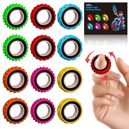 Fidget Toys Sensory Ring for Kids (12 Count)