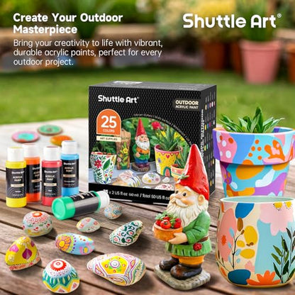 25 Colors Outdoor Acrylic Paint Set (50 Fl Oz)