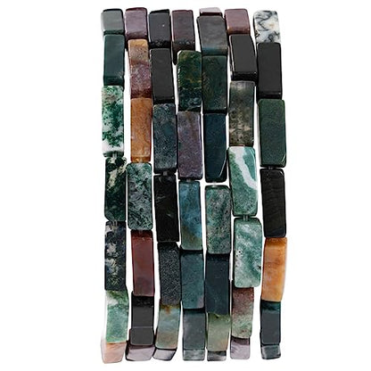 Natural Indian Agate Rectangle Tube Beads 4x13mm 38cm (28 Count)