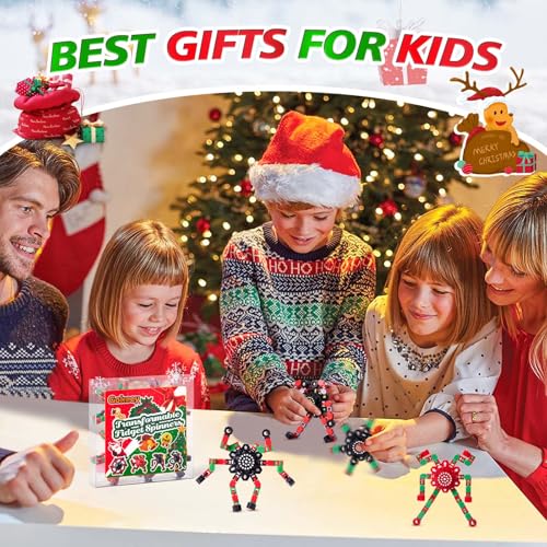 Christmas Fidget Toys Transformable Fidget Spinners for Kids and Adults (4 Count)