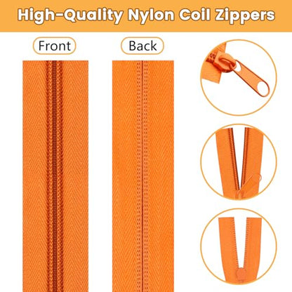 44.4 Yards 40 m 20 Pieces Assorted Colors #5 Nylon Coil Zippers