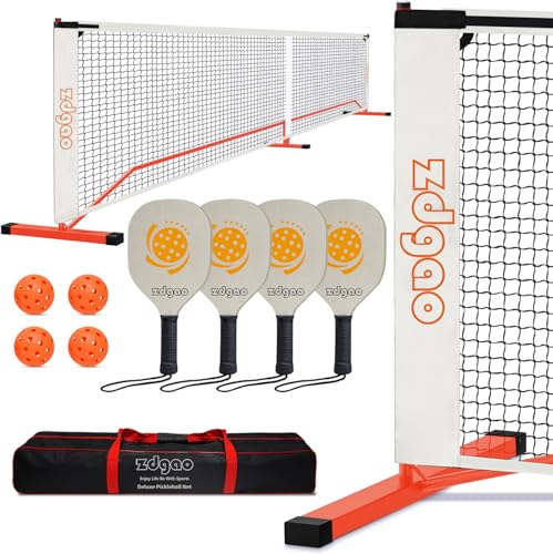 Portable Pickleball Net Set with 4 Paddles for Driveway (4 Count)
