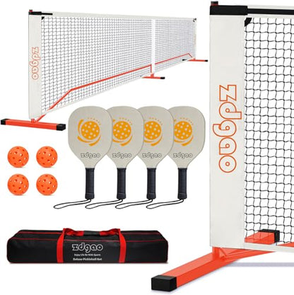 Portable Pickleball Net Set with 4 Paddles for Driveway (4 Count)