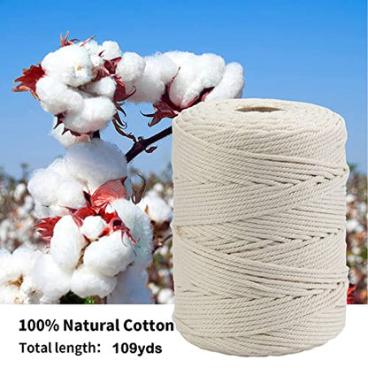 Natural Macrame Cord 3mm x 109yards Colored Macrame Cord 2mm