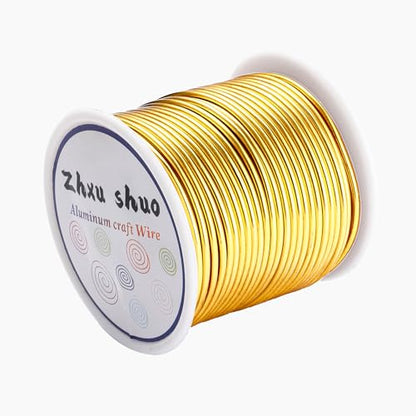12 Gauge(2mm) Aluminum Wire 35 Yards Anodized Metal Wire for Bonsai Armature Crafting Sculpting Jewelry Craft Making Beading Floral (Gold, 12 Gauge) (105 Foot)