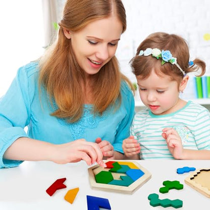 6 PCS Wooden Tangrams Puzzles for Kids (6 Count)